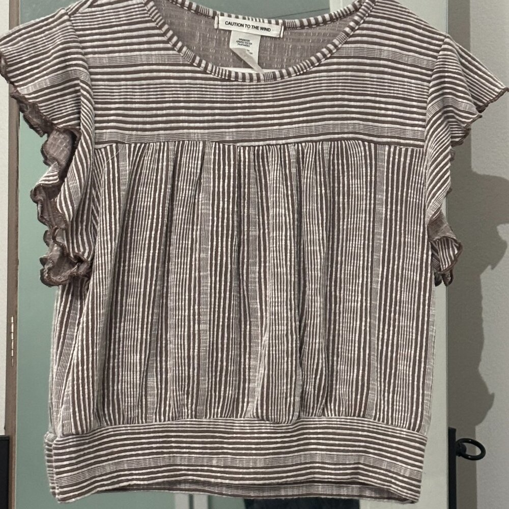 Crop top flutter sleeve top